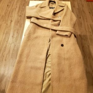 Nasty Gal Camel Colored Trench Coat Fuzzy Warm